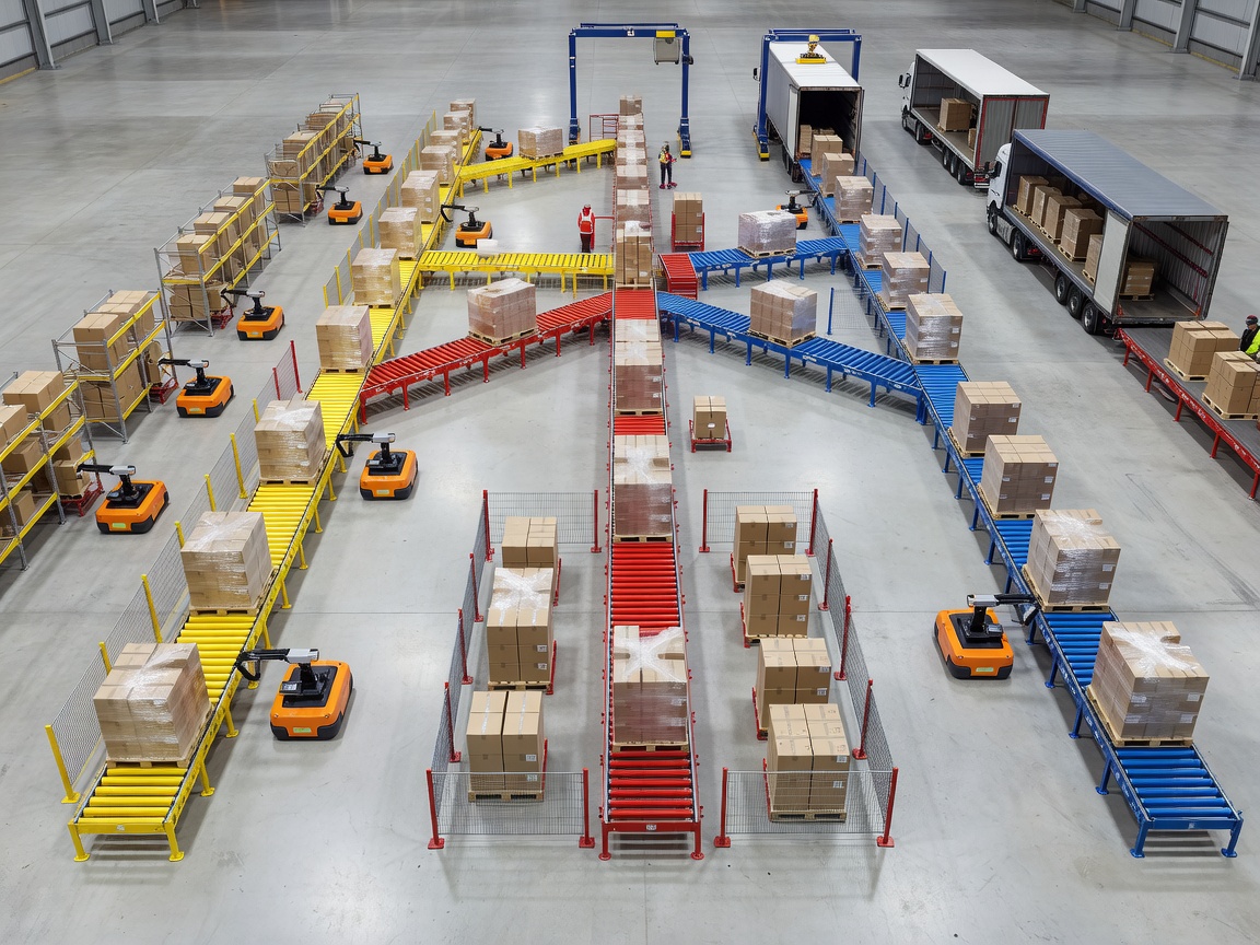 Flat routing junction showing inventory directed toward picking, quality hold or dispatch